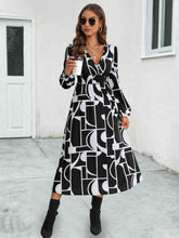 Load image into Gallery viewer, Surplice Neck Long Sleeve Midi Dress