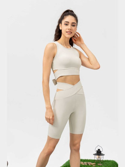 Feel Like Skin Crisscross Waist Biker Shorts Activewear LoveAdora