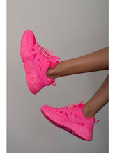 Load image into Gallery viewer, Berness Running Late Chunky Sole Athletic Sneakers in Hot Pink Sneakers LoveAdora