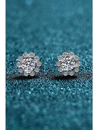 Moissanite Floral-Shaped Stud Earrings Earrings LoveAdora