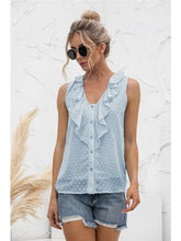 Load image into Gallery viewer, Sleeveless Ruffle Trim Blouse Tops LoveAdora