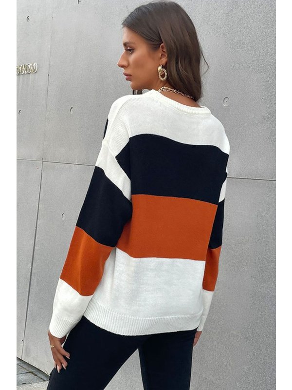 Longing For Fall Color Block Sweater Sweaters, Pullovers, Jumpers, Turtlenecks, Boleros, Shrugs LoveAdora
