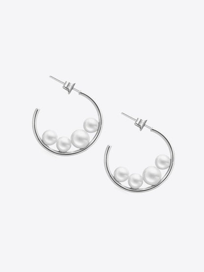 Can't Stop Your Shine Pearl C-Hoop Earrings Earrings LoveAdora