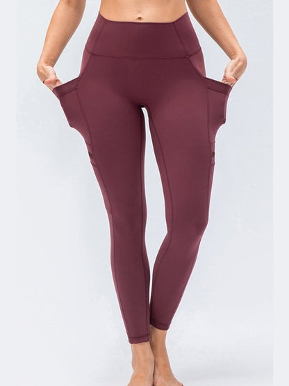 High Waist Exposed Seam Leggings with Zipper Pockets Activewear LoveAdora