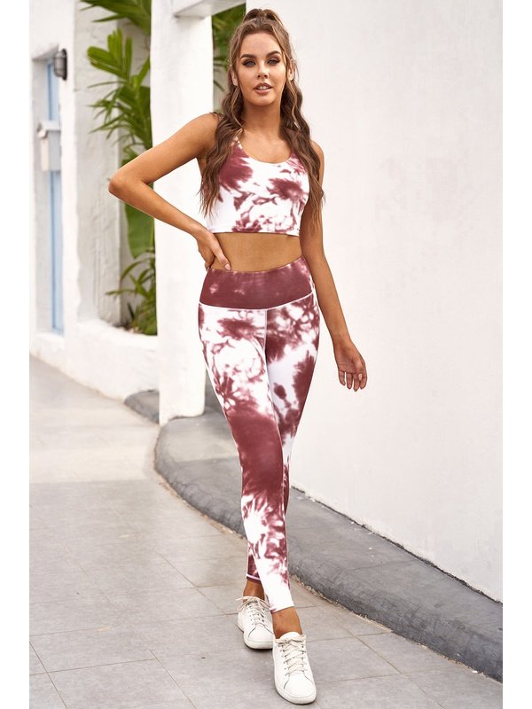 Tie-dye Crop Top and Leggings Set Activewear LoveAdora