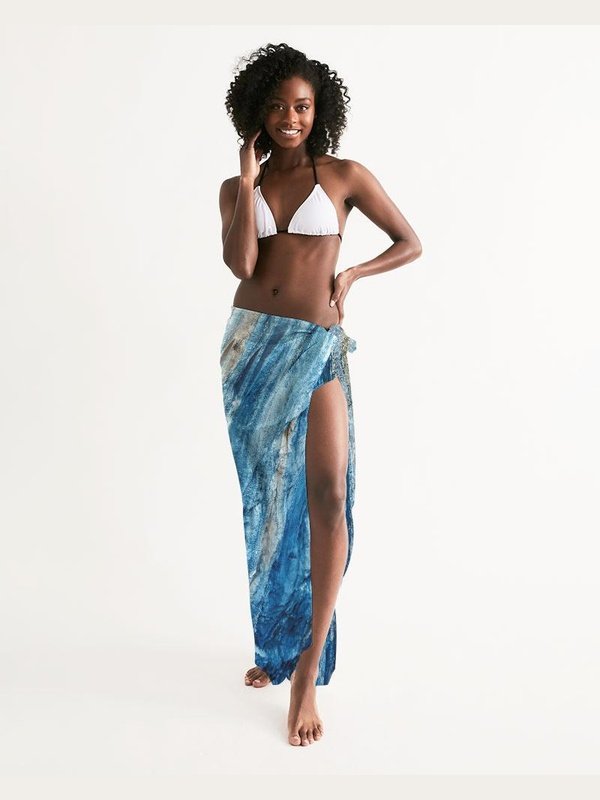 Uniquely You Sheer Sarong Swimsuit Cover Up Wrap / Blue Mountain
