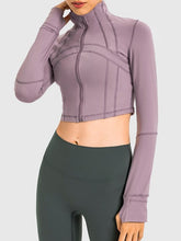 Load image into Gallery viewer, Zip Front Cropped Sports Jacket Activewear LoveAdora