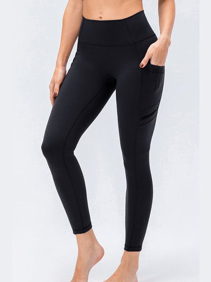 High Waist Exposed Seam Leggings with Zipper Pockets Activewear LoveAdora