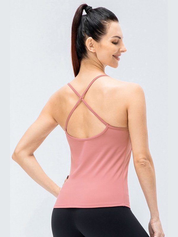 Crisscross Back Spaghetti Strap Yoga Cami Activewear LoveAdora