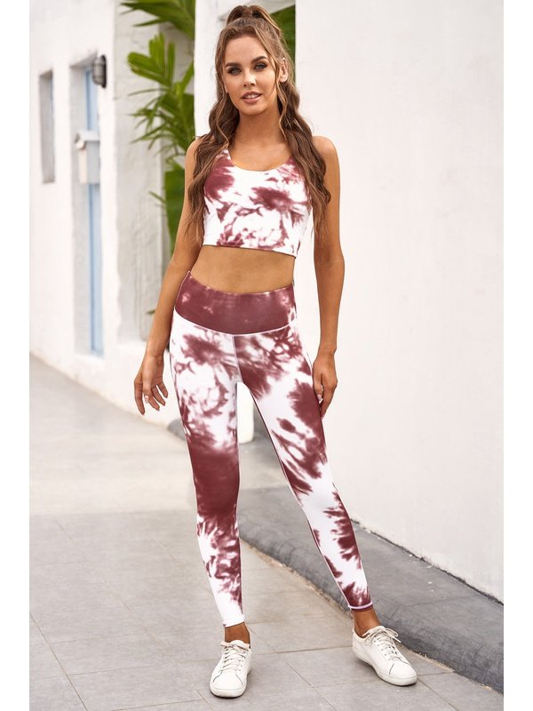 Tie-dye Crop Top and Leggings Set Activewear LoveAdora