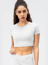 Load image into Gallery viewer, Cropped Raglan Sleeve Yoga Top Activewear LoveAdora