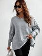 Exposed Seam Dropped Shoulder Slit Sweater Sweaters, Pullovers, Jumpers, Turtlenecks, Boleros, Shrugs LoveAdora