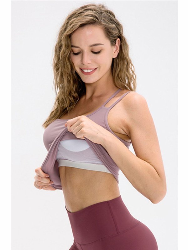 Double-Strap Cropped Yoga Cami Activewear LoveAdora