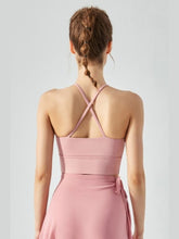 Load image into Gallery viewer, Crisscross Gathered Detail Cropped Sports Cami Activewear LoveAdora