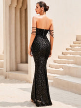 Load image into Gallery viewer, Sequin Zip-Back Backless Dress Evening Gown LoveAdora
