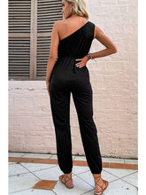 Load image into Gallery viewer, One-Shoulder Drawstring Waist Jogger Jumpsuit Jumpsuits &amp; Rompers LoveAdora