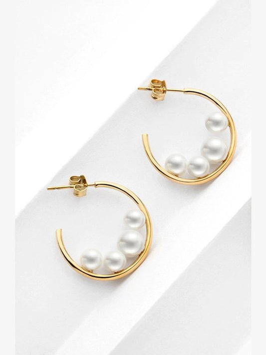 Can't Stop Your Shine Pearl C-Hoop Earrings Earrings LoveAdora