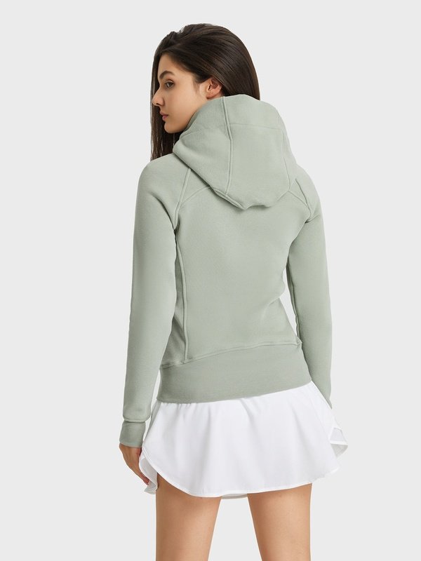 Zip Up Seam Detail Hooded Sports Jacket Activewear LoveAdora