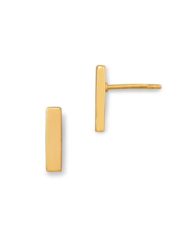14 Karat Gold Plated Bar Stud Earrings Earrings LoveAdora