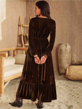 Load image into Gallery viewer, Ruffled V-Neck Long Sleeve Dress