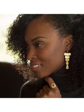 Load image into Gallery viewer, 14 Karat Gold Plated Textured Cascading Plate Earrings Earrings LoveAdora