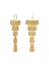 Load image into Gallery viewer, 14 Karat Gold Plated Textured Cascading Plate Earrings Earrings LoveAdora