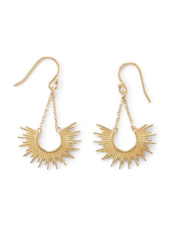 Shine On! 14 Karat Gold Plated Sunburst Earrings Jewelry LoveAdora