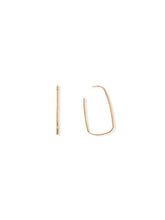 Load image into Gallery viewer, 14 Karat Gold Plated Thin Rectangle 3/4 Hoop Earrings Earrings LoveAdora