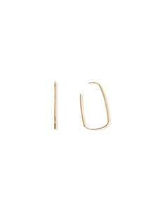14 Karat Gold Plated Thin Rectangle 3/4 Hoop Earrings Earrings LoveAdora