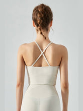 Load image into Gallery viewer, Crisscross Gathered Detail Cropped Sports Cami Activewear LoveAdora