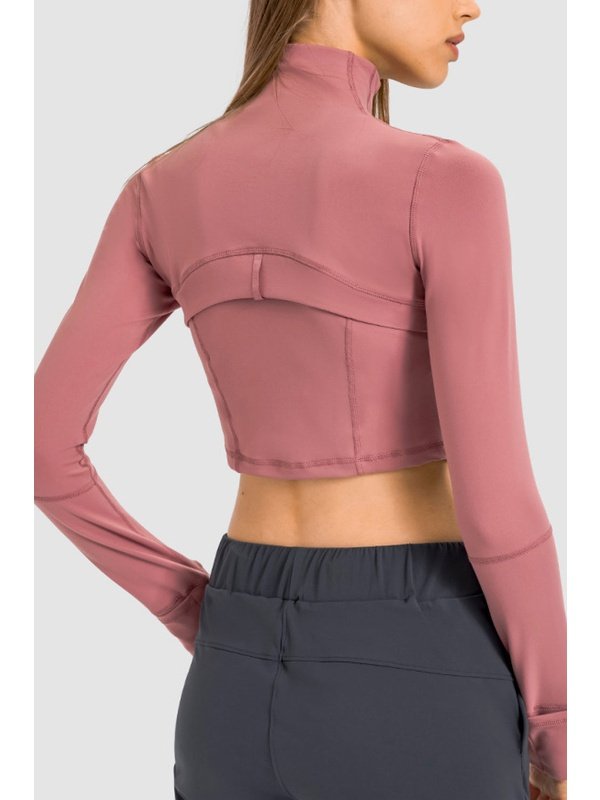 Zip Front Cropped Sports Jacket Activewear LoveAdora