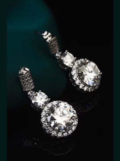 Moissanite 18K Platinum-Plated Drop Earrings Earrings LoveAdora