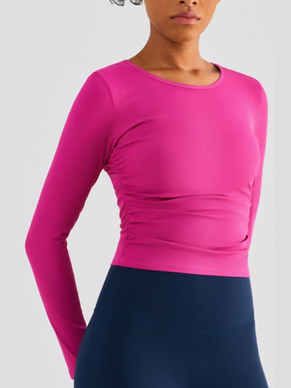 Lightweight Round Neck Long Sleeve Sports Top Activewear LoveAdora