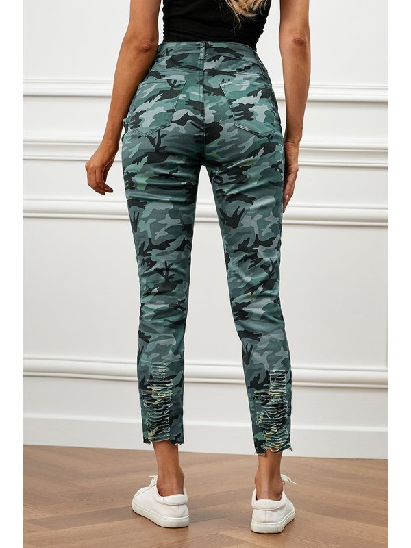Distressed Camouflage Jeans