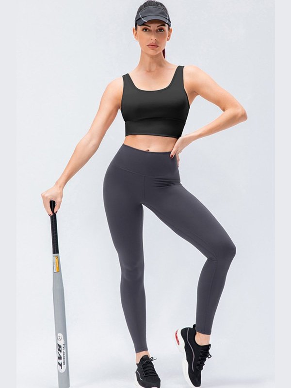 Elastic Waistband Ankle-Length Yoga Leggings Activewear LoveAdora