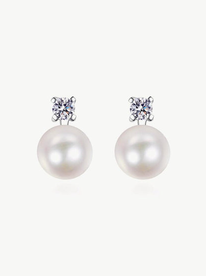 Moissanite Pearl Stud Earrings Earrings LoveAdora