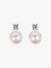 Load image into Gallery viewer, Moissanite Pearl Stud Earrings Earrings LoveAdora