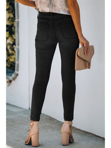 Button Fly Skinny Jeans with Pockets Denim Jeans LoveAdora