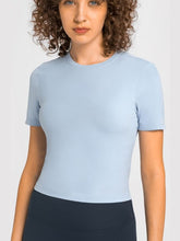 Load image into Gallery viewer, Round Neck Short Sleeve Yoga Tee Activewear LoveAdora