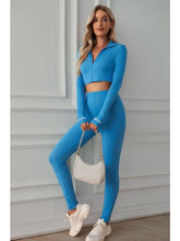 Load image into Gallery viewer, Zip Up Cropped Top and Leggings Yoga Set Activewear LoveAdora