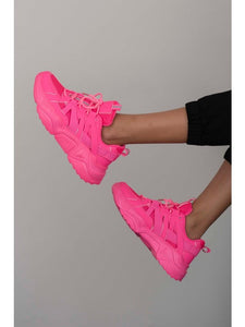 Berness Running Late Chunky Sole Athletic Sneakers in Hot Pink Sneakers LoveAdora