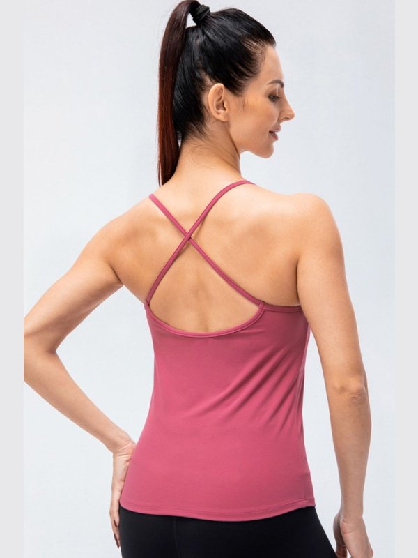 Crisscross Back Spaghetti Strap Yoga Cami Activewear LoveAdora