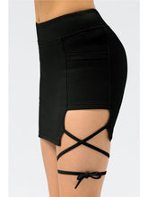 Load image into Gallery viewer, Ribbed Lace-Up Pocketed Sports Skirt Activewear LoveAdora