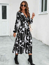 Load image into Gallery viewer, Surplice Neck Long Sleeve Midi Dress