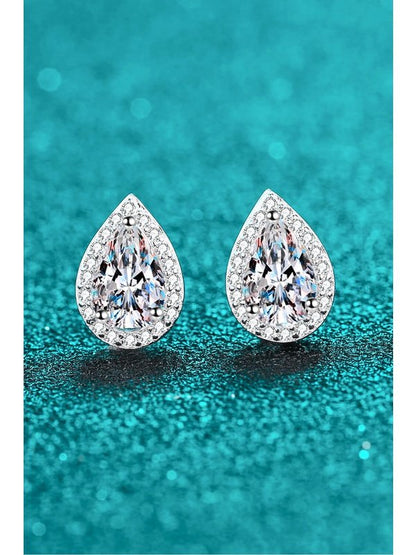 Moissanite Teardrop Stud Earrings Earrings LoveAdora