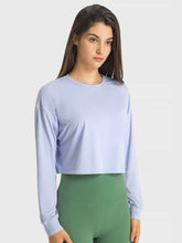 Load image into Gallery viewer, Dropped Shoulder Round Neck Cropped Sports Top Activewear LoveAdora