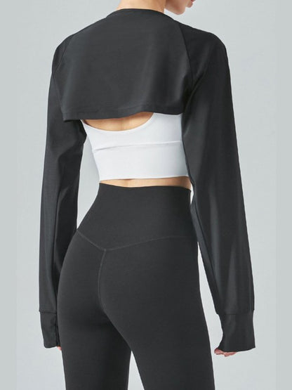 Tie Front Long Sleeve Sports Bolero Activewear LoveAdora