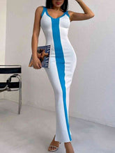 Load image into Gallery viewer, Contrast Wide Strap Slit Midi Dress