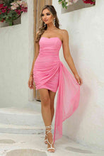Load image into Gallery viewer, Cascading Detail Strapless Ruched Dress