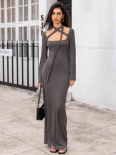 Load image into Gallery viewer, Tie Detail Long Sleeve Maxi Dress